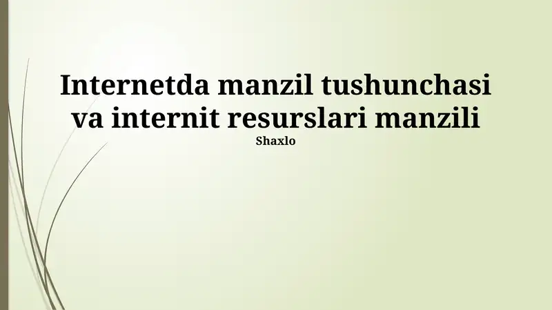 Internetda manzil tushunchasi va internit resurslari manzili