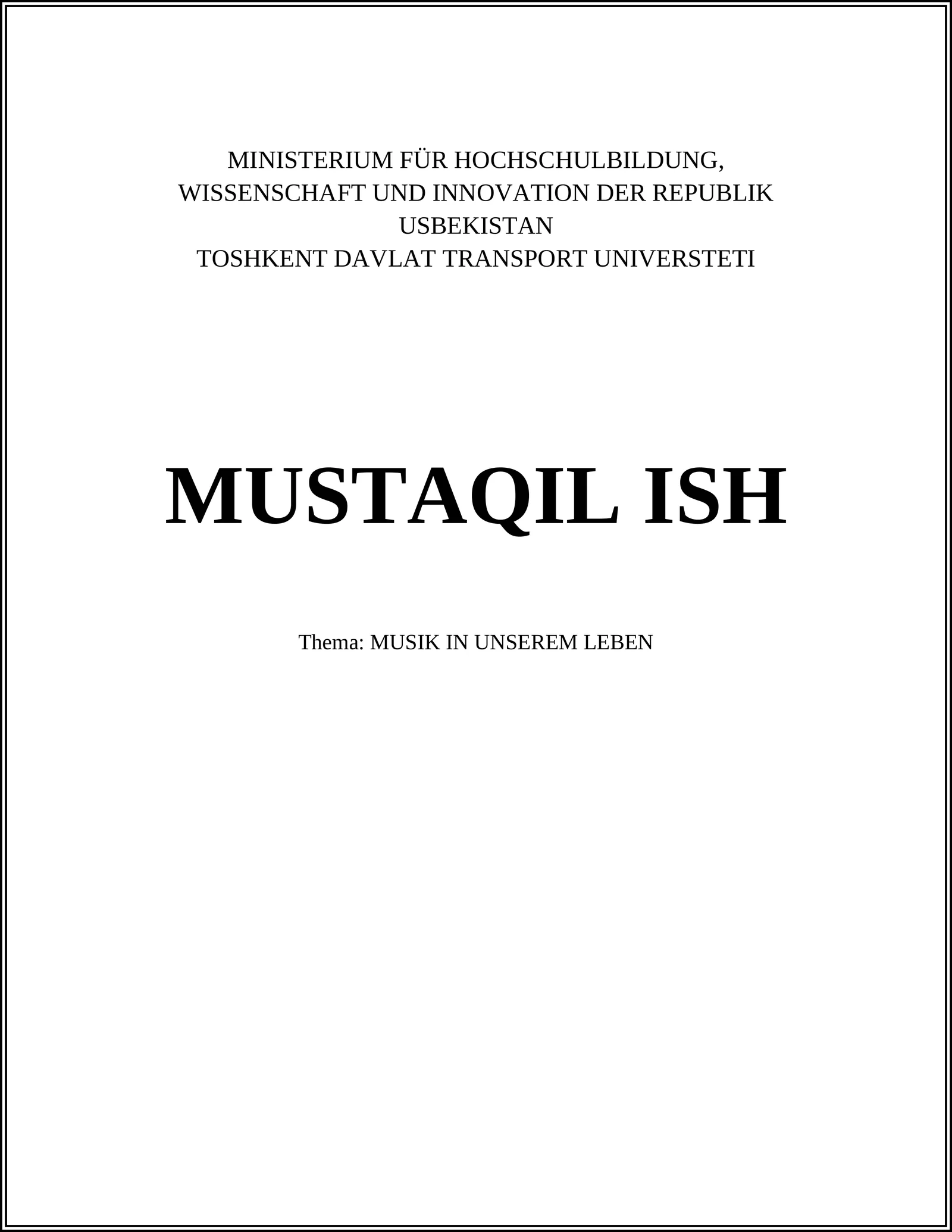 MUSIK IN UNSEREM LEBEN
