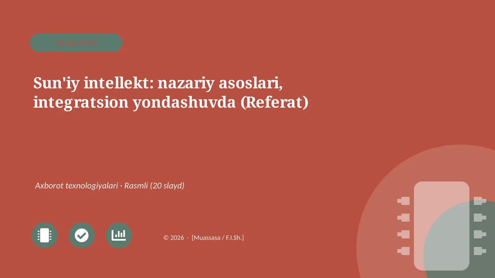Sun'iy intellekt: nazariy asoslari, integratsion yondashuvda (Referat)