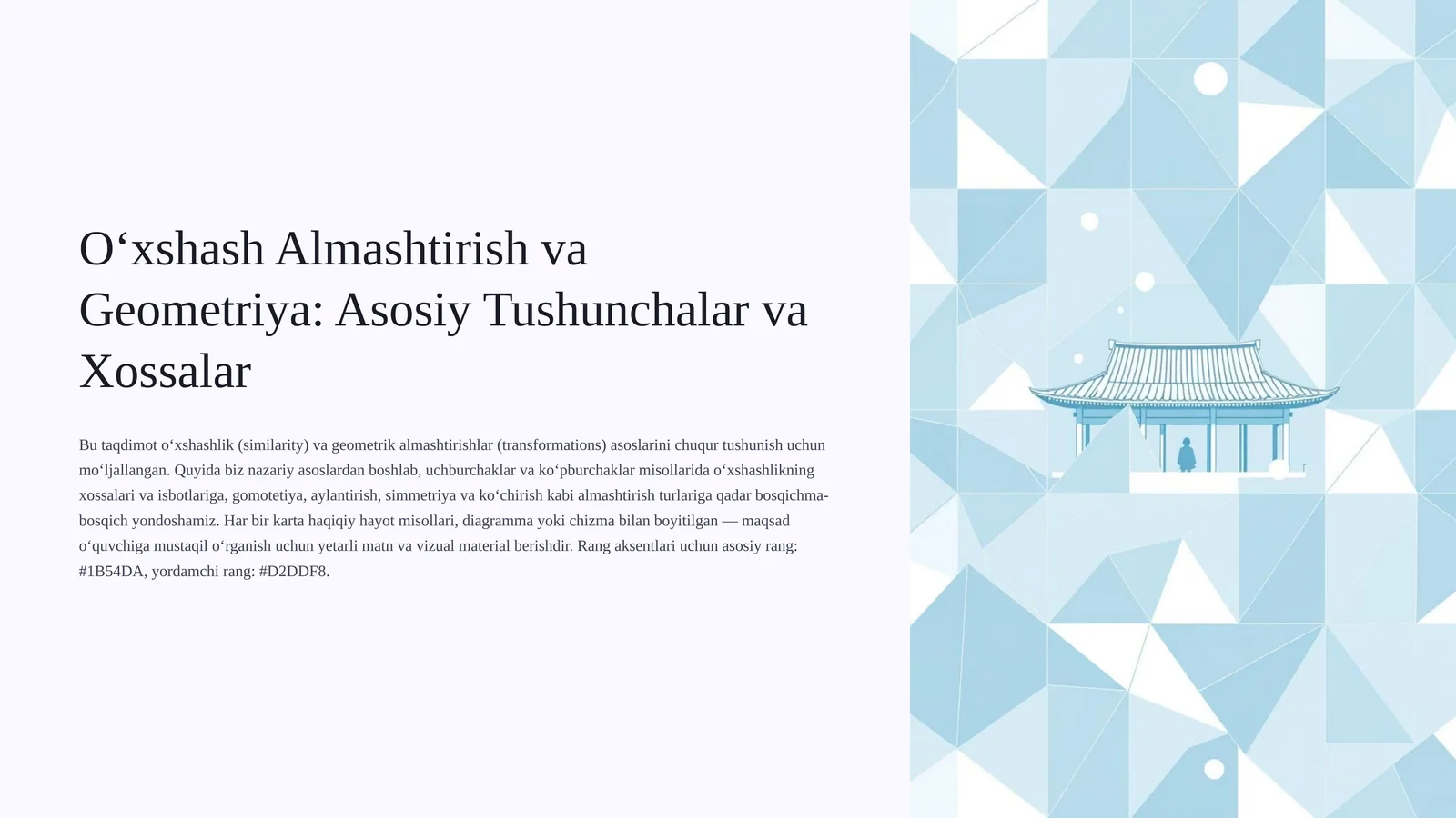O‘xshash Almashtirish va Geometriya: Asosiy Tushunchalar va Xossalar