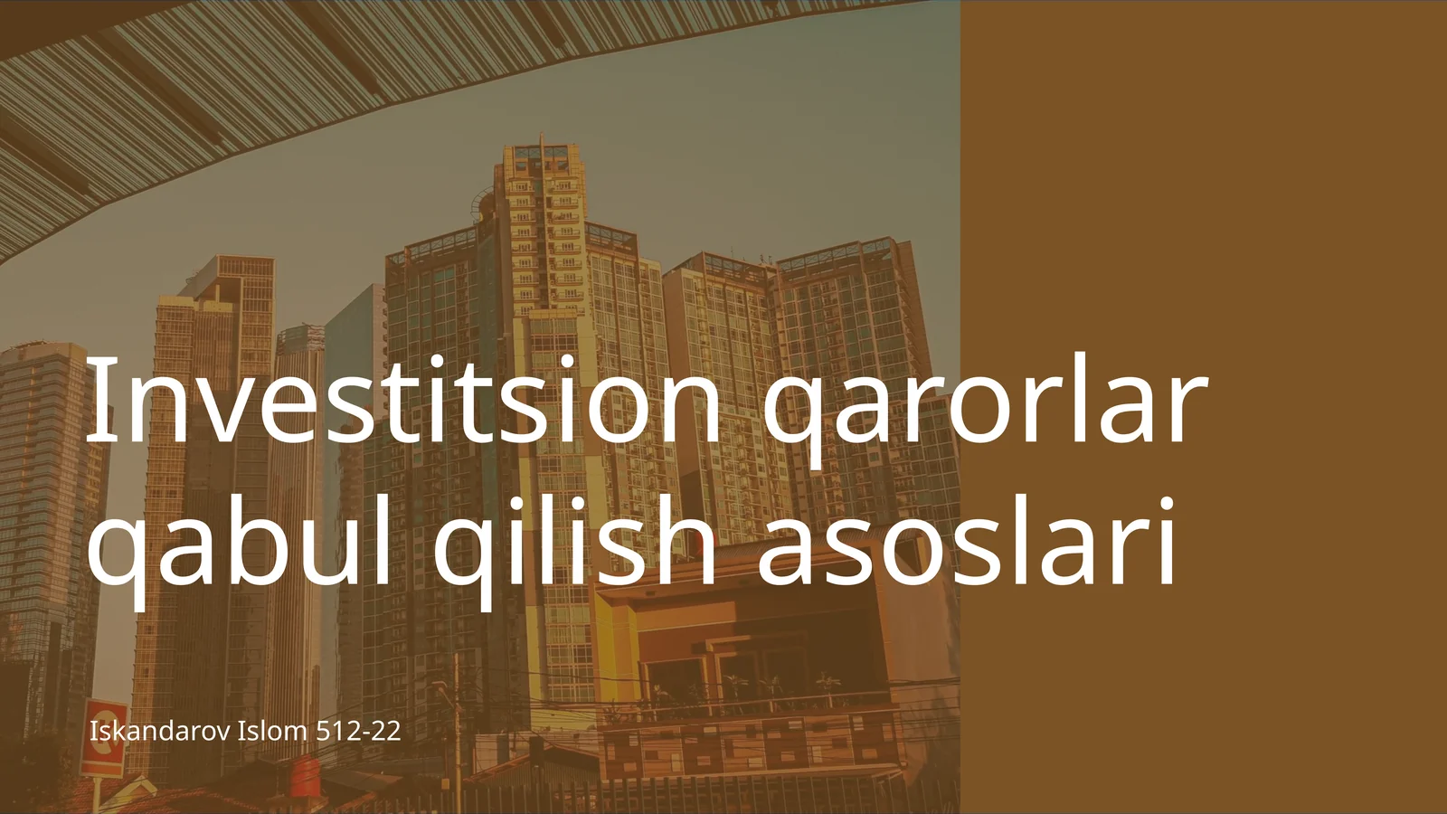 Investitsion qarorlar qabul qilish asoslari