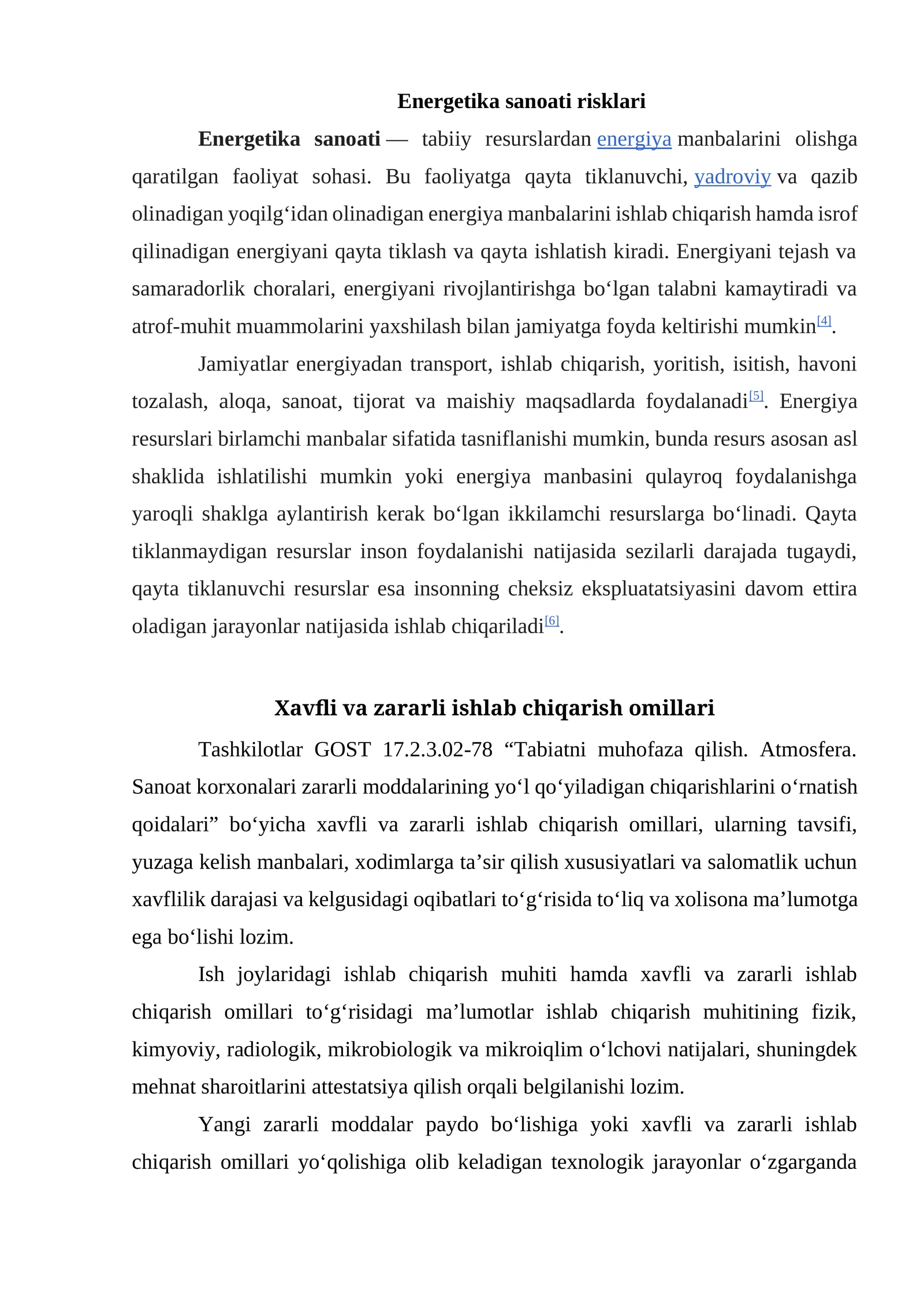 Energetika sanoati risklari