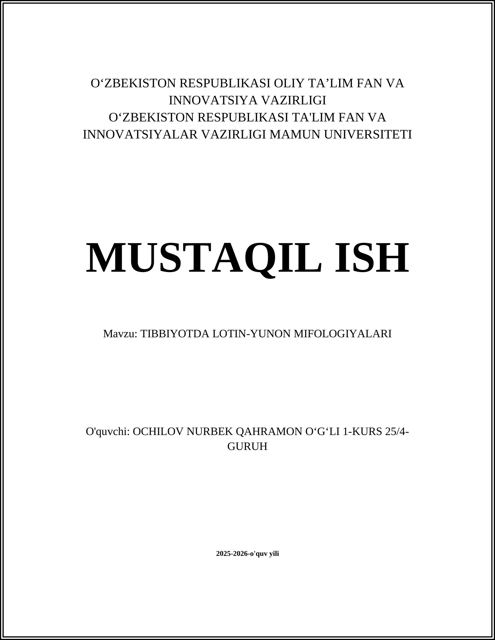 TIBBIYOTDA LOTIN-YUNON MIFOLOGIYALARI