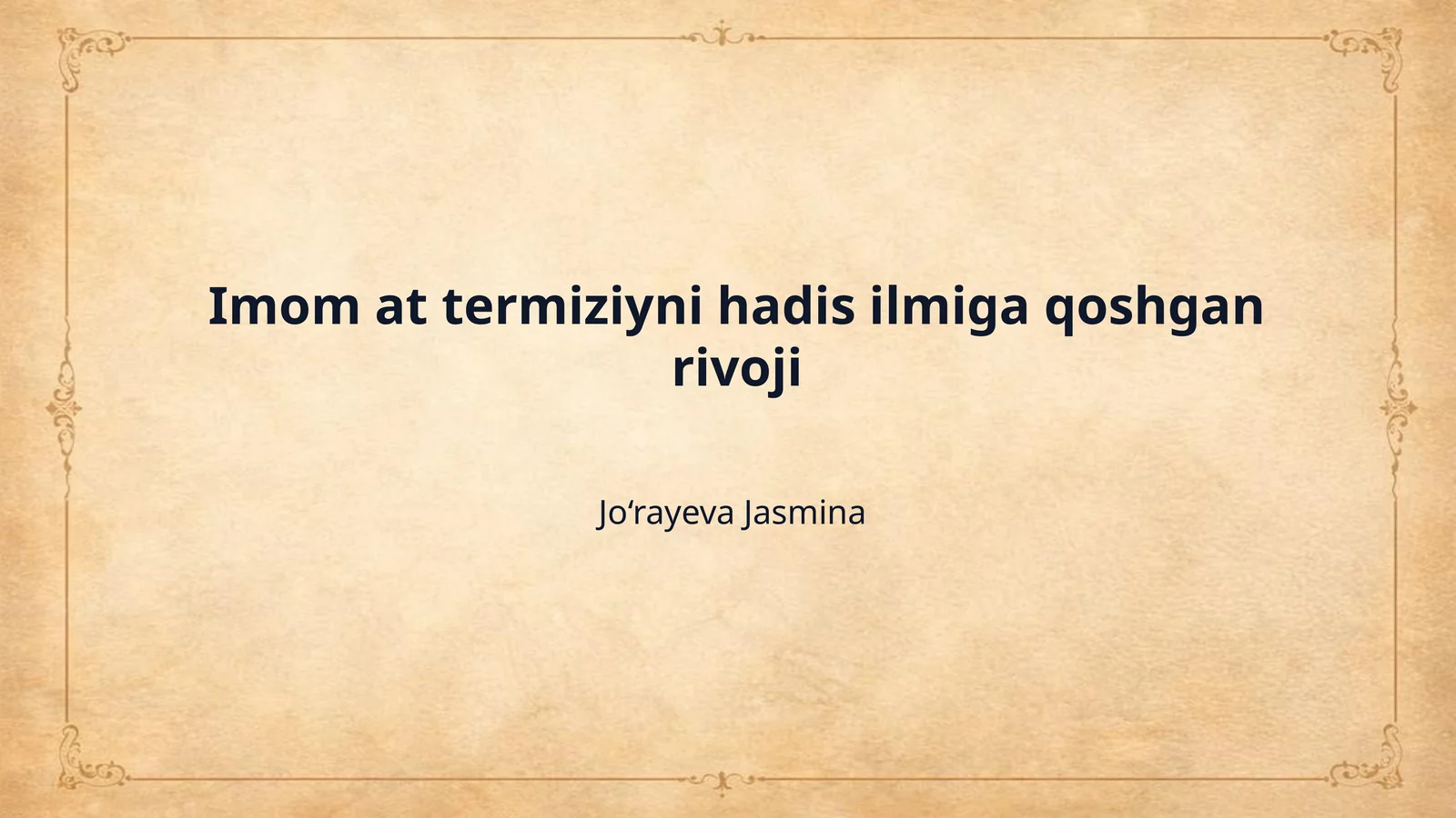 Imom at termiziyni hadis ilmiga qoshgan rivoji