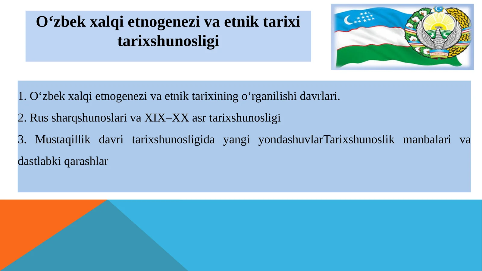 O‘zbekxalqietnogenezivaetniktarixitarixshunosligi