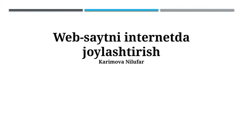 Veb-saytni internetda joylashtirish