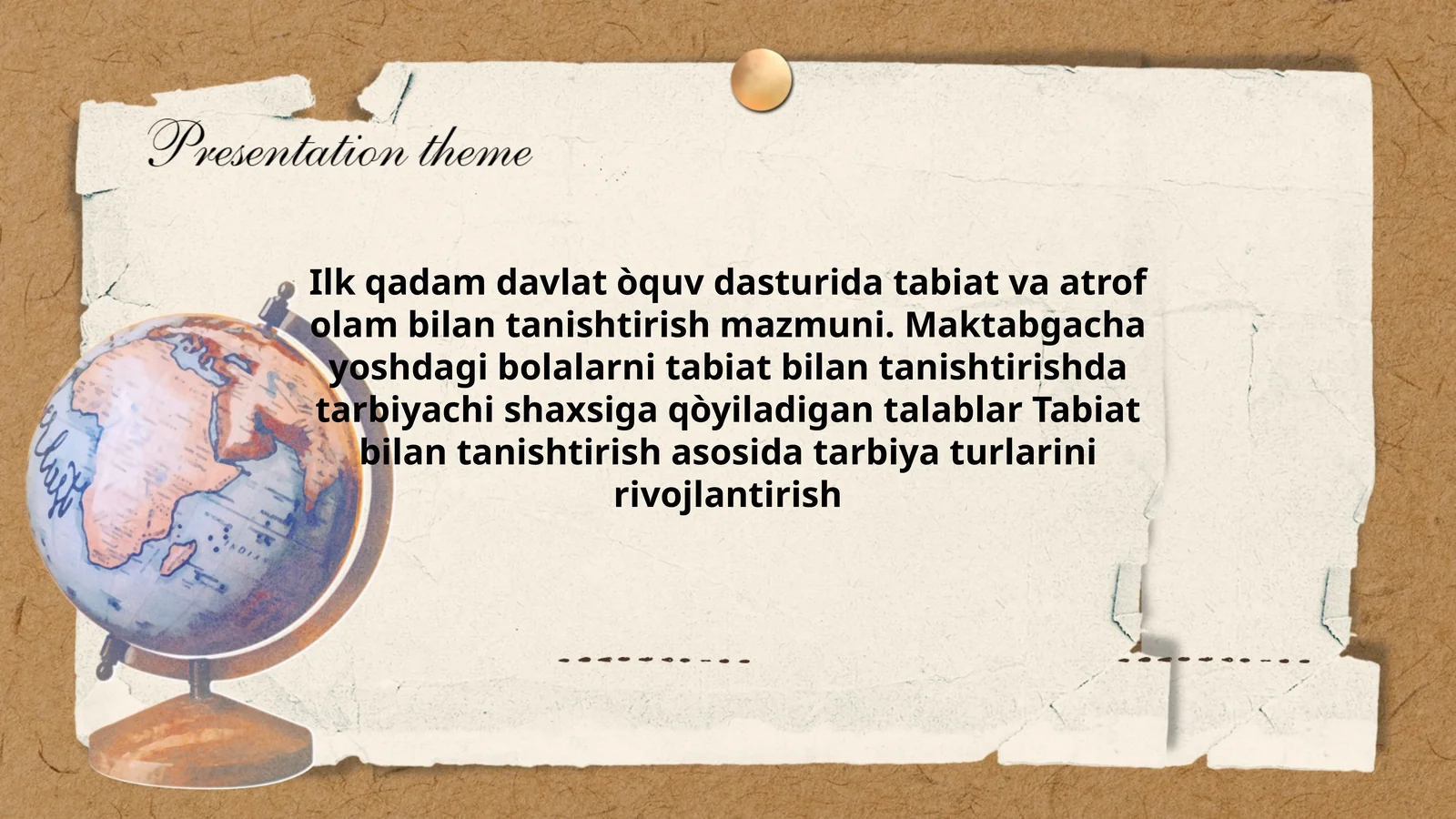 Ilk qadam davlat òquv dasturida tabiat va atrof olam bilan tanishtirish