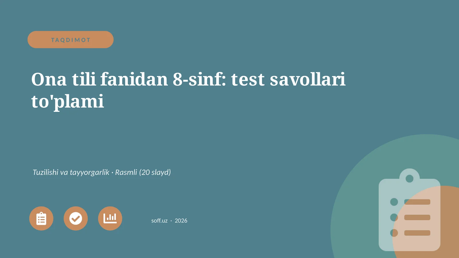 Ona tili fanidan 8-sinf: test savollari to'plami