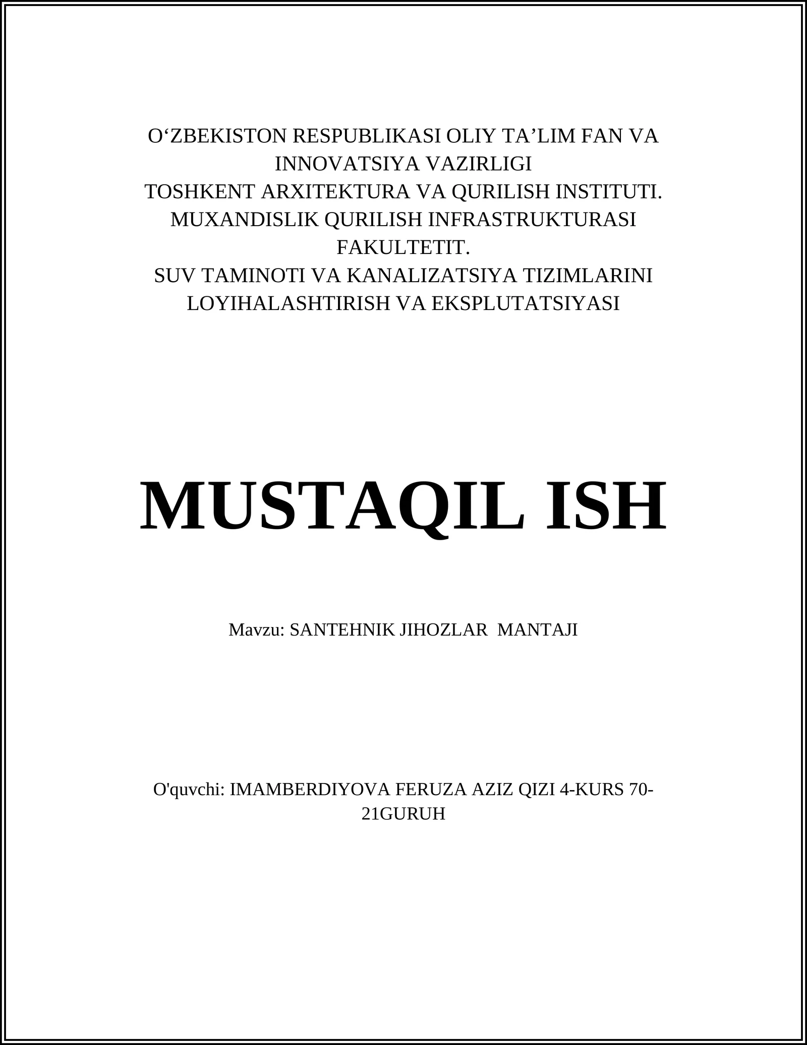 Santexnik Jihozlar Mantaji