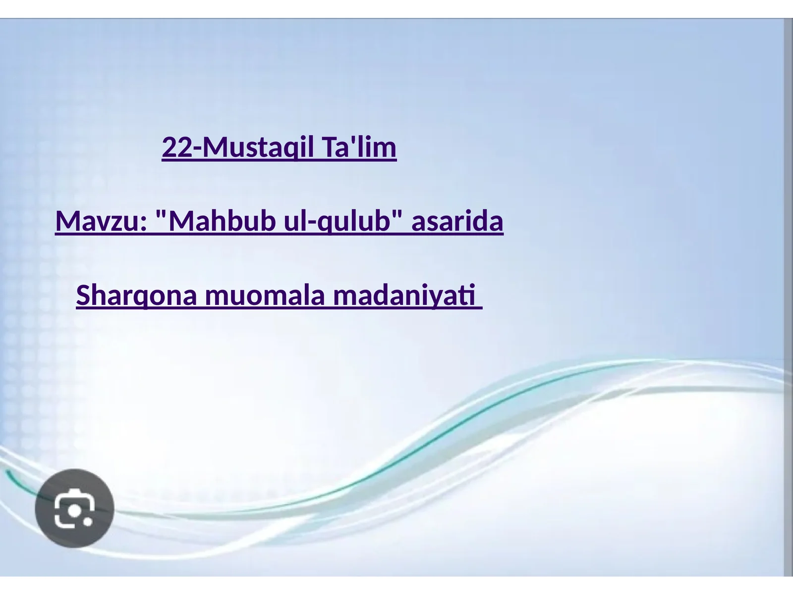 "Mahbubul-qulub"asaridaSharqonamuomalamadaniyati
