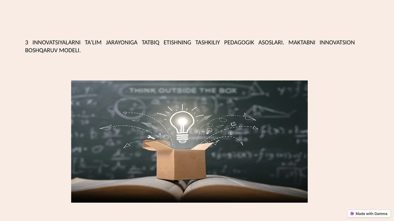 Innovatsiyalarni Ta'lim Jarayoniga Tatbiq Etishning Tashkiliy Pedagogik Asoslari