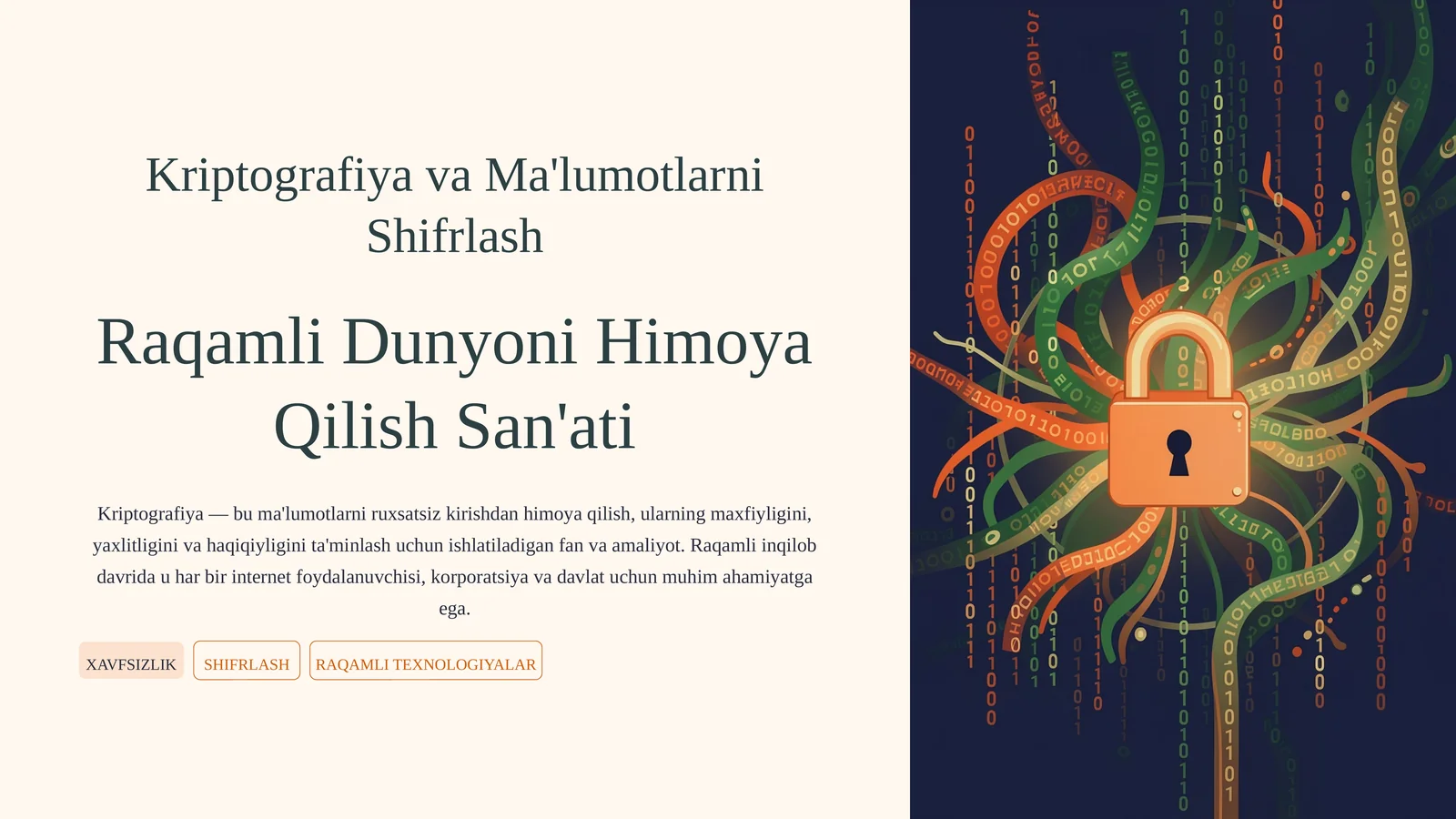 Kriptografiya va Ma'lumotlarni Shifrlash
