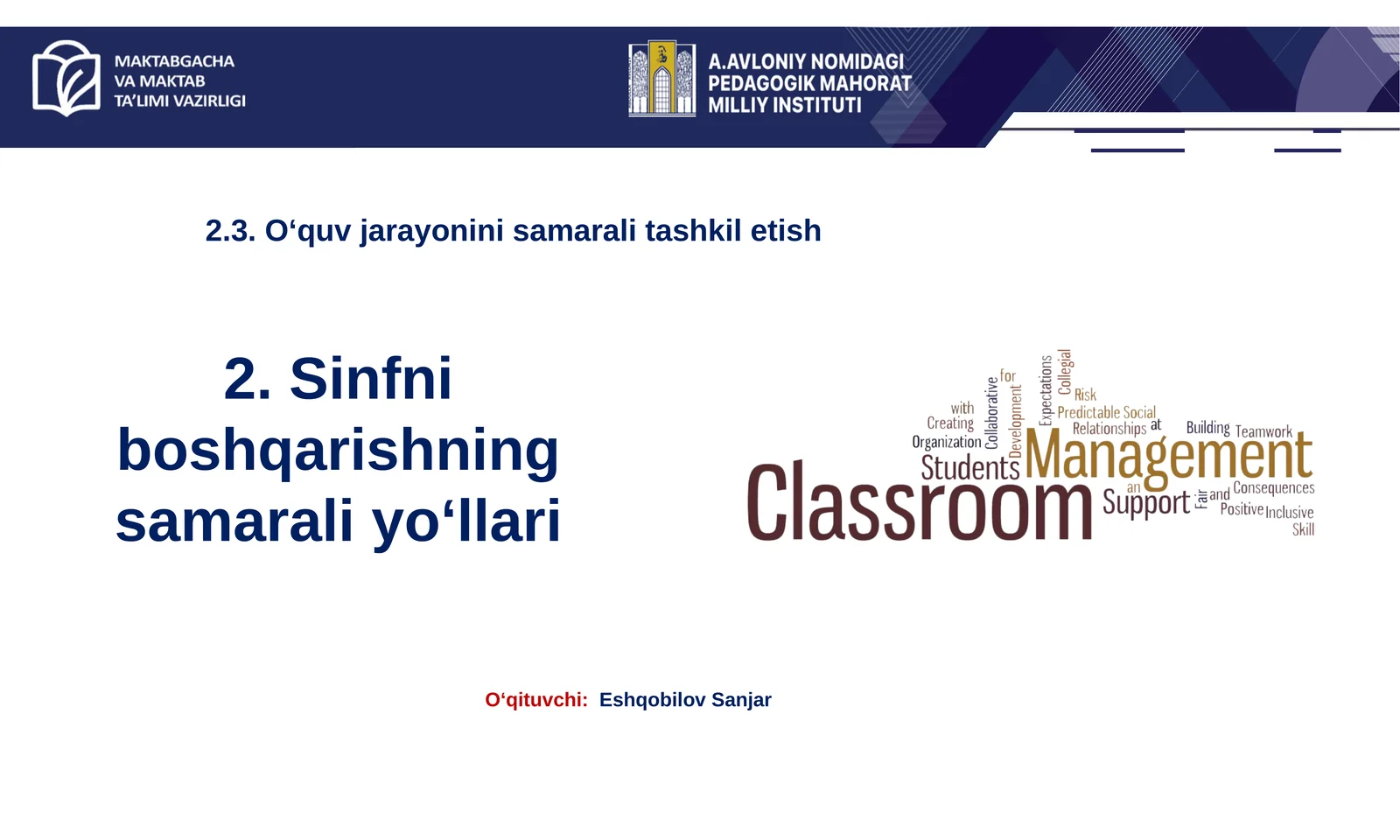 Sinfni boshqarishning samarali yoʻllari