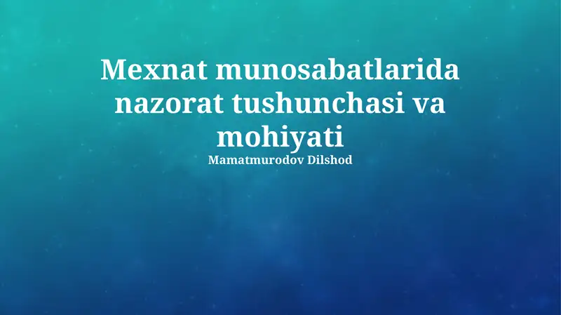 Xalqaro Munosabatlarda Nazorat Tushunchasi va Mohiyati