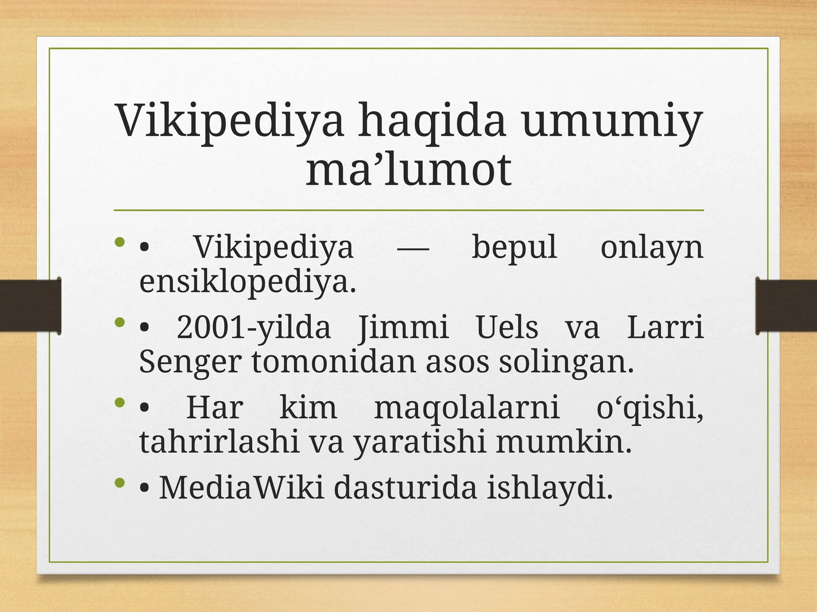 Vikipediya haqida umumiy ma’lumot
