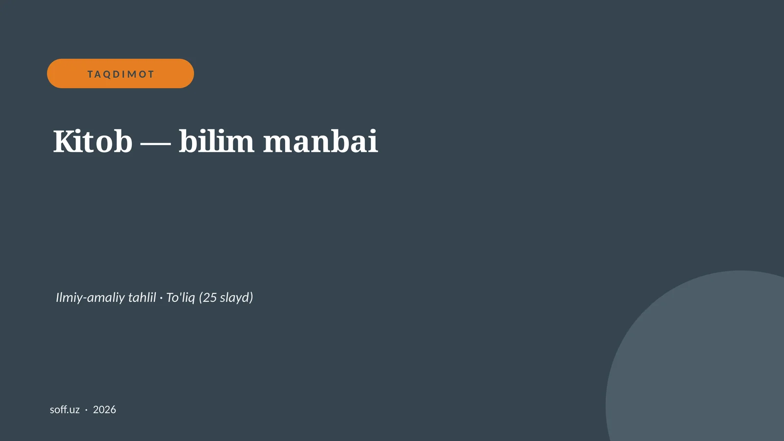 Kitob - bilim manbai
