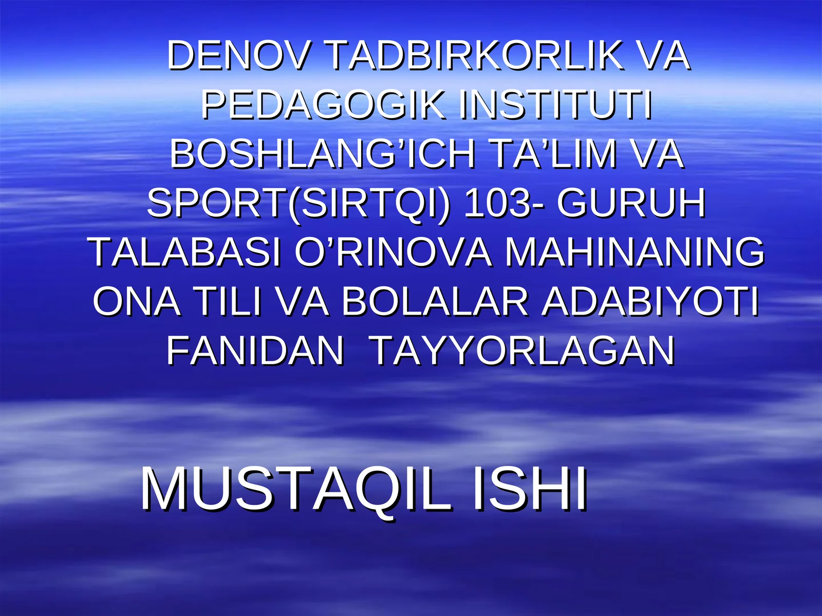 Ona til va bolalar adabiyoti fanidan tayyorlan