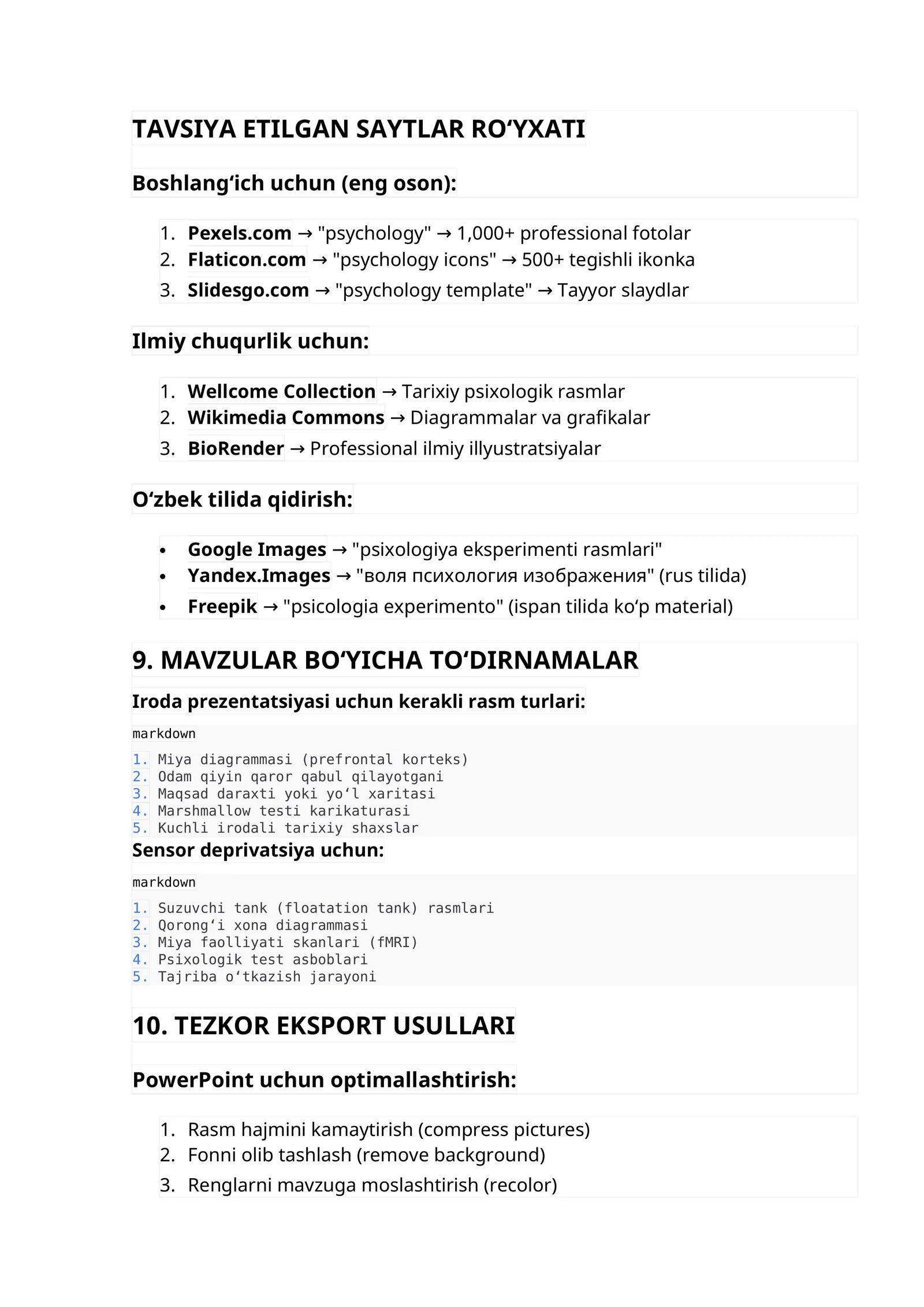 MAVZULAR BO‘YICHA TO‘DIRNAMALAR