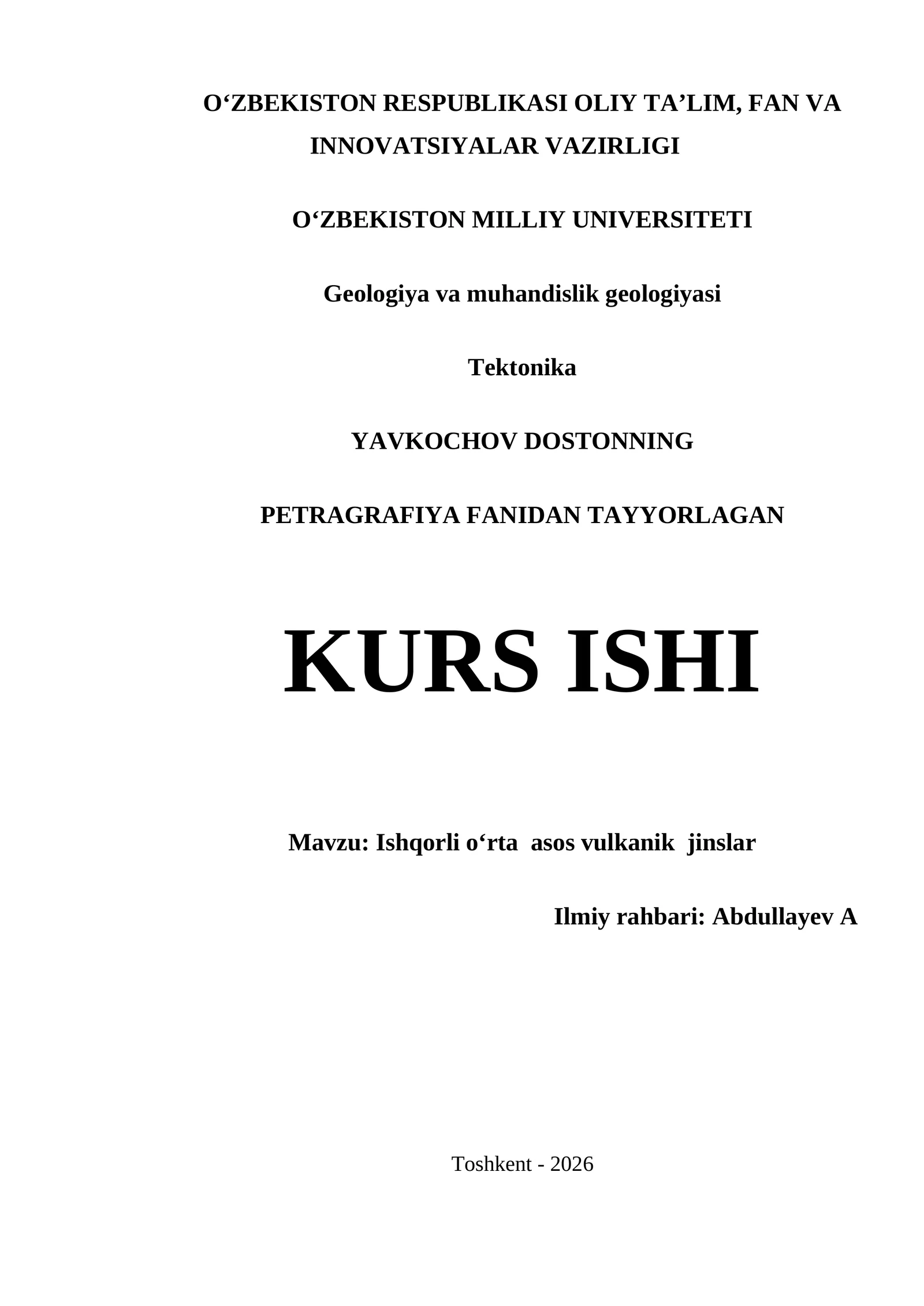 PETRAGRAFIYA FANIDAN TAYYORLAGAN KURS ISHI