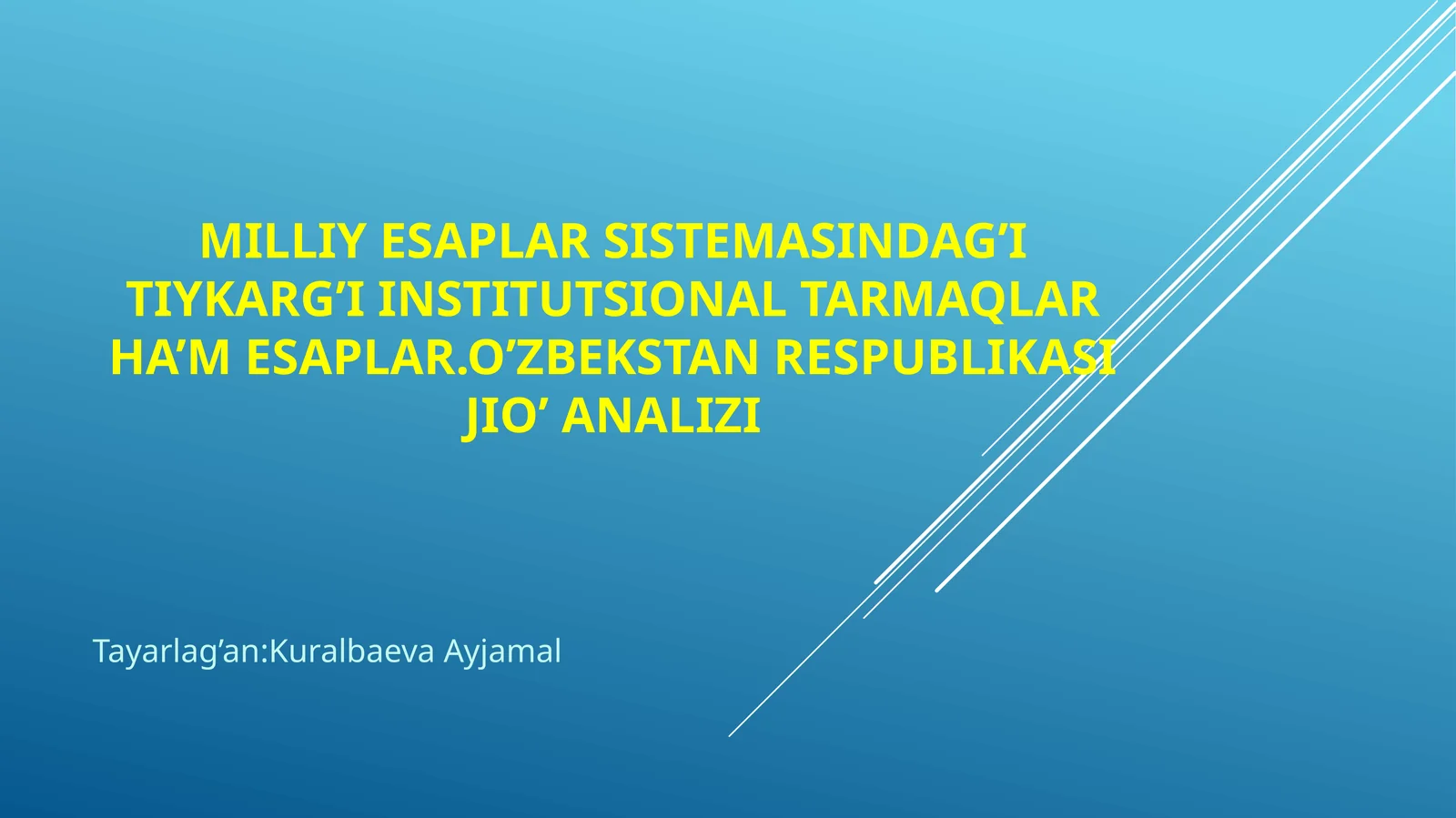 Milliy hisoblar sistemasidagi Itiqorg'i institutsional tarmoqlar hisoblari. O'zbekiston Respublikasi JIO' analizi