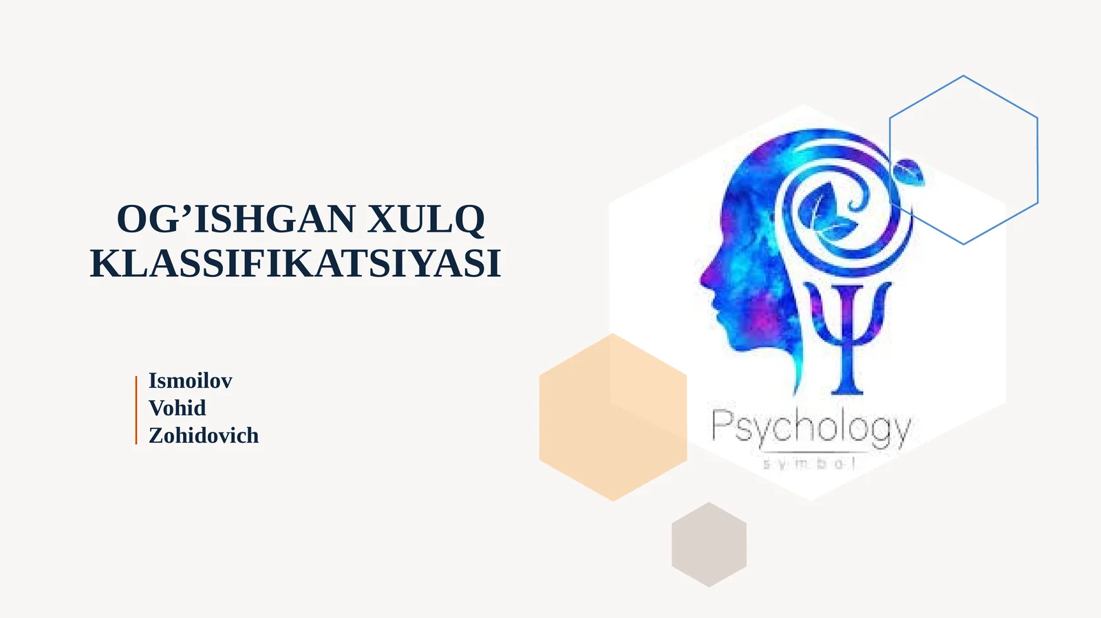 OG’ISHGAN XULQ KLASSIFIKATSIYASI