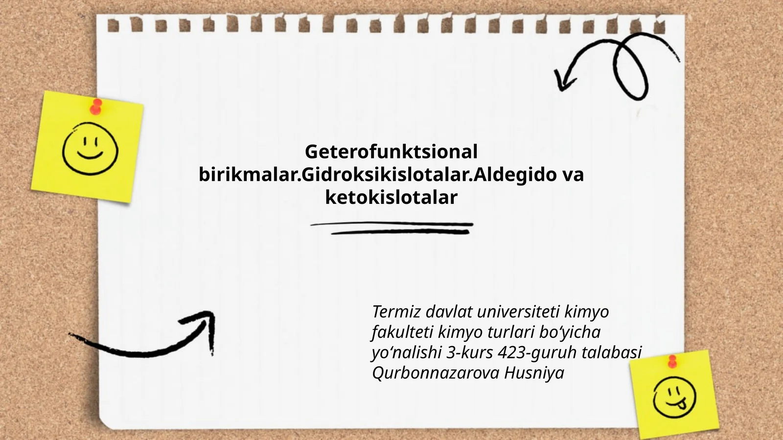 Geterofunktsional birikmalar.Gidroksikislotalar.Aldegido va ketokislotalar