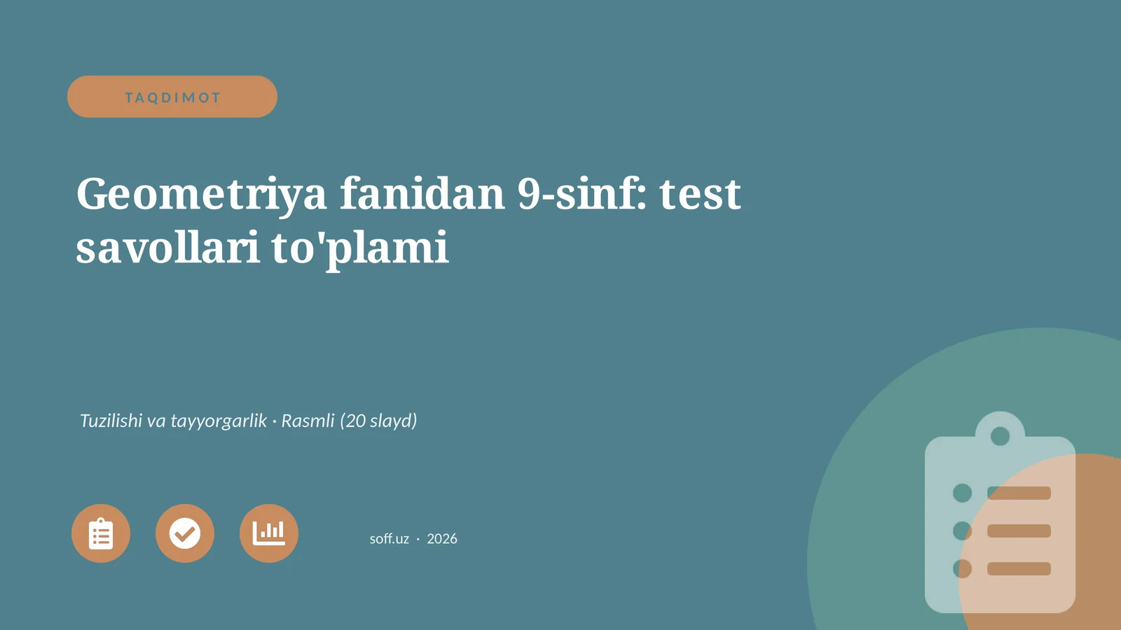 Geometriya fanidan 9-sinf: test savollari to'plami