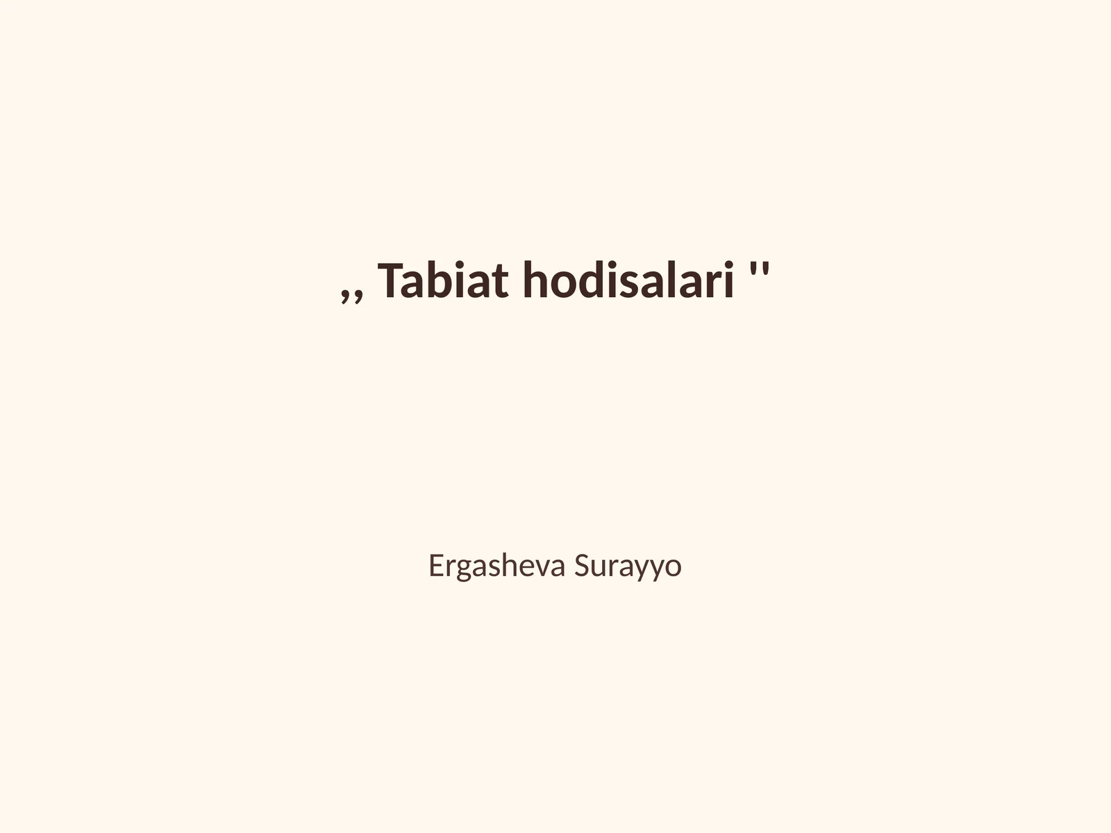Tabiat hodisalari