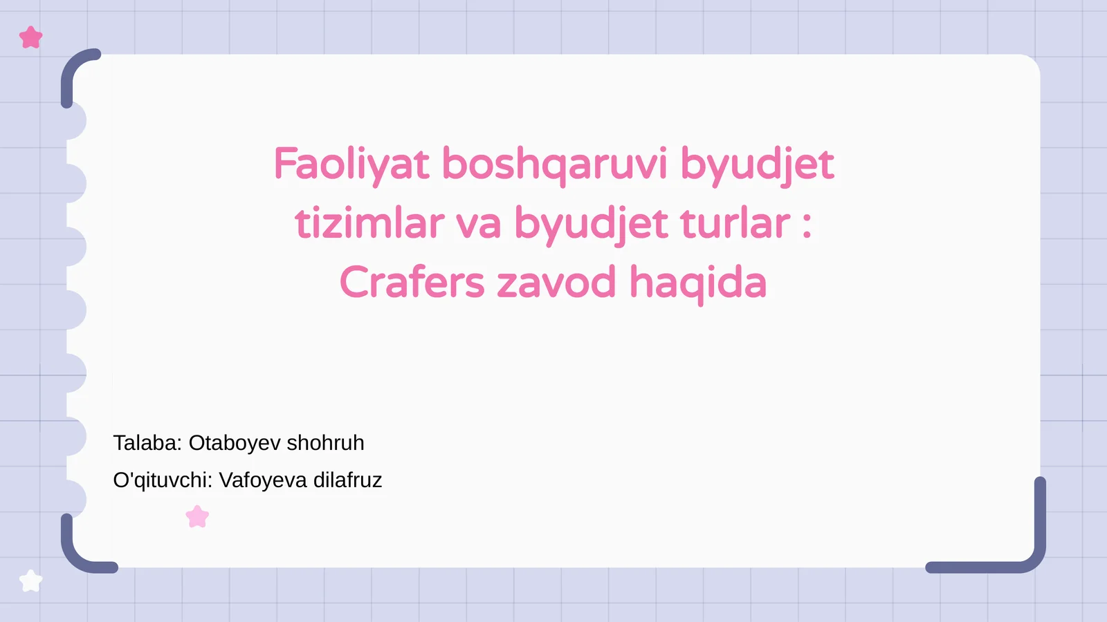 Crafers zavod haqida