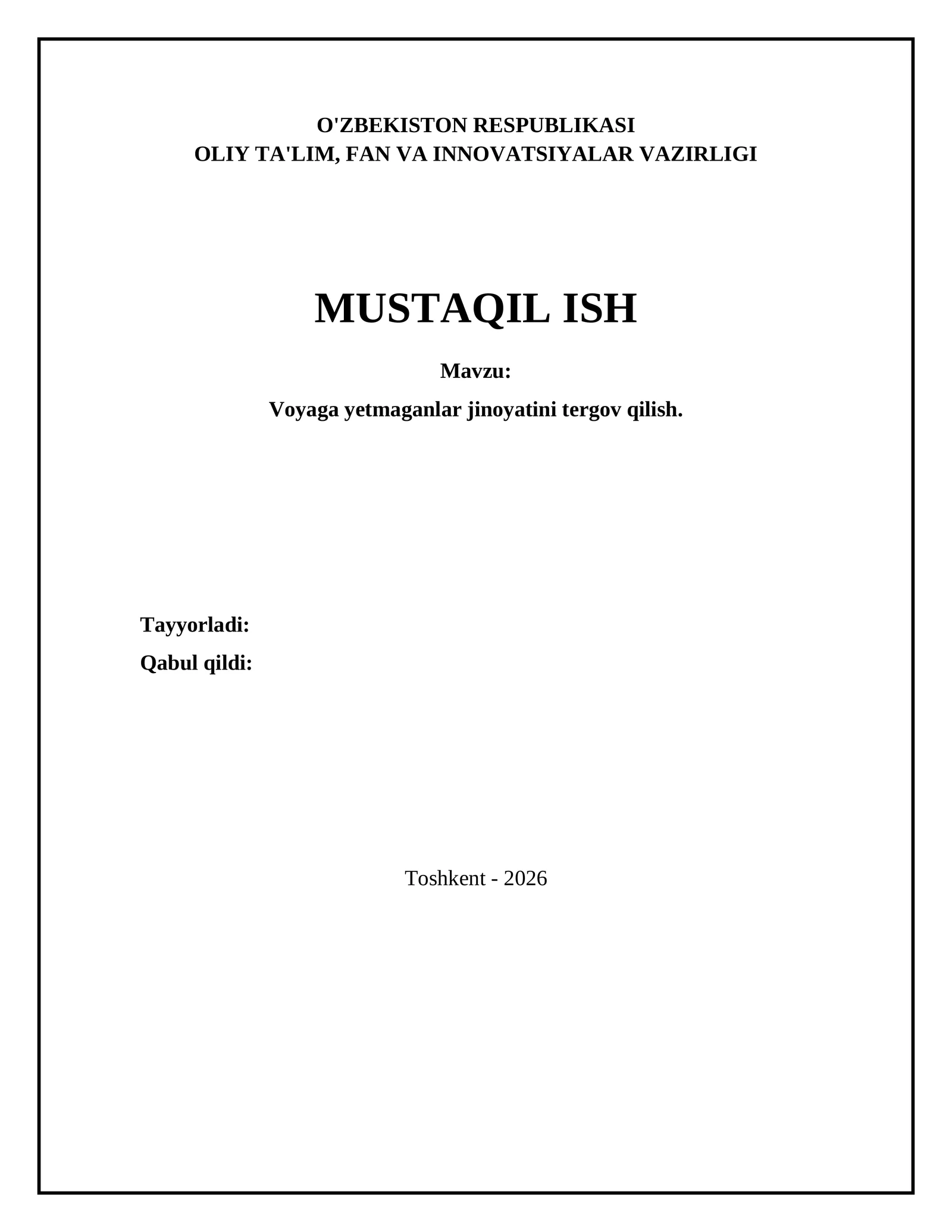Voyaga yetmaganlar jinoyatini tergov qilish