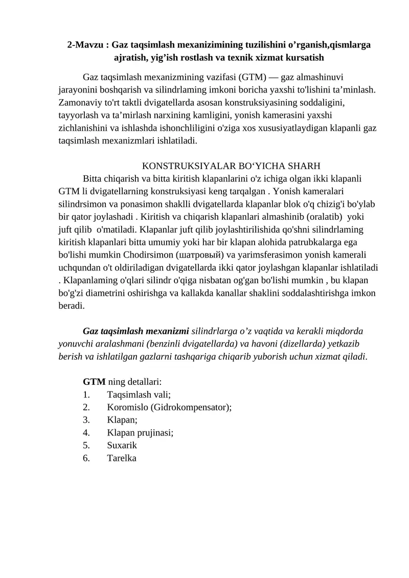 Gaz taqsimlash mexanizimi