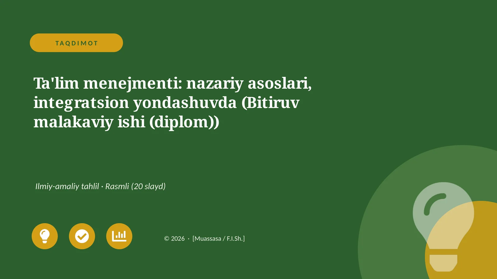Ta'lim menejmenti: nazariy asoslari, integratsion yondashuvda (Bitiruv malakaviy ishi (diplom))