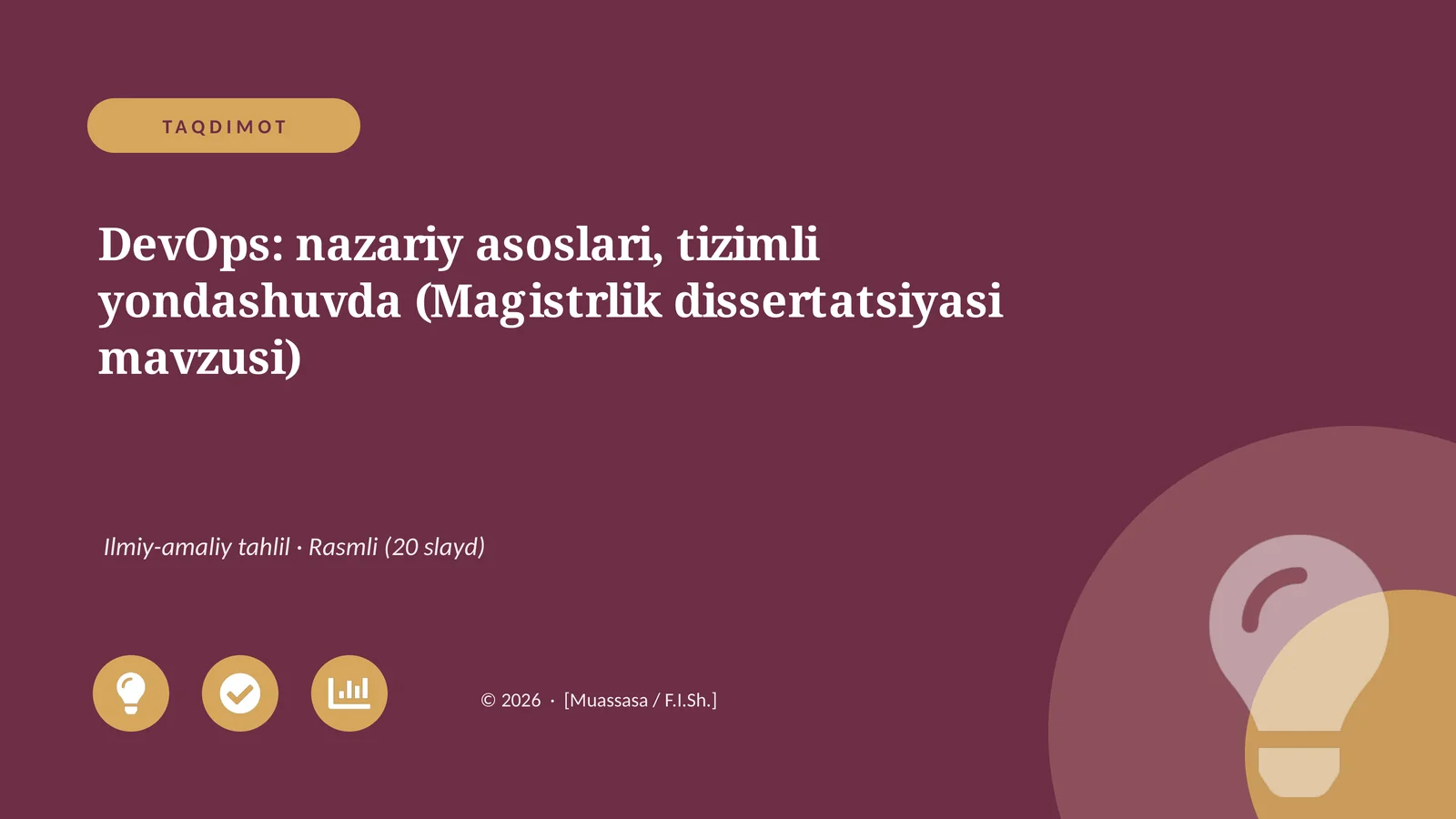 DevOps: nazariy asoslari, tizimli yondashuvda (Magistrlik dissertatsiyasi mavzusi)