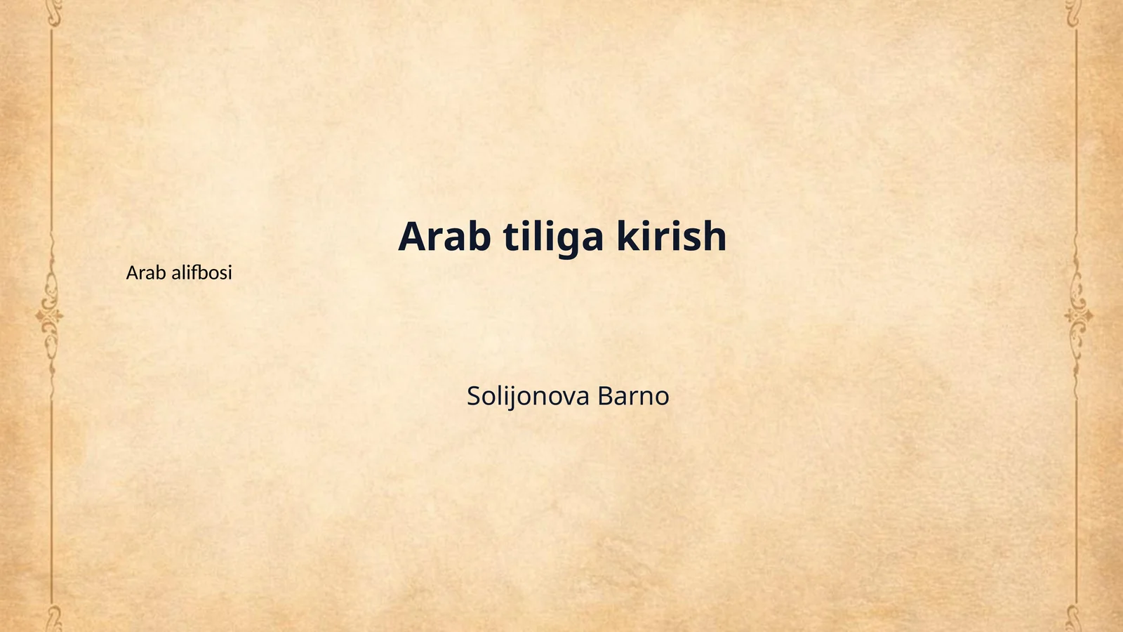 Arab tiliga kirish