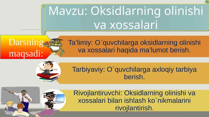 Oksidlarning olinishi va xossalari