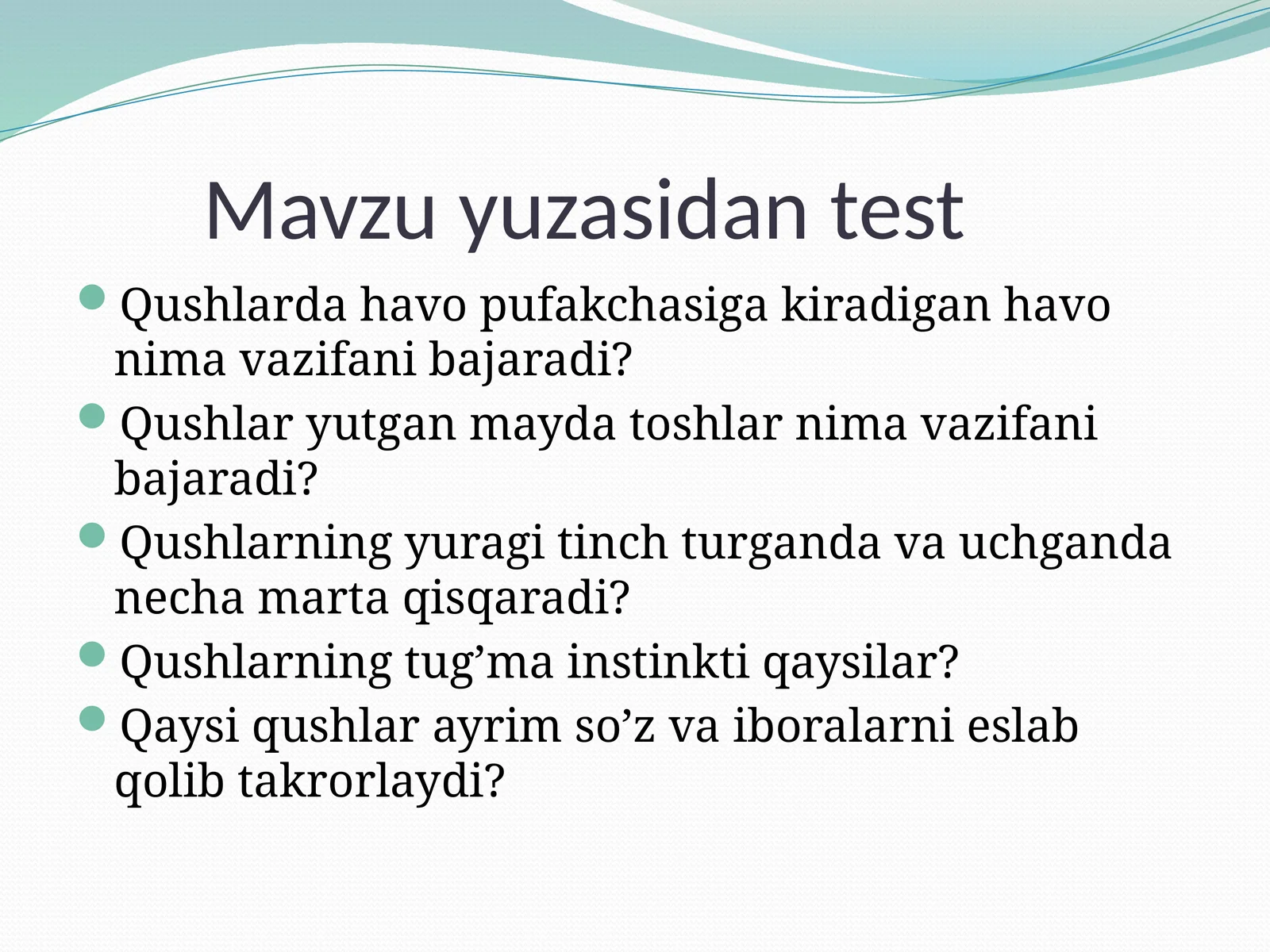 Mavzuyuzasidantest