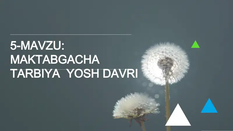 MAKTABGACHA TARBIYA YOSH DAVRI