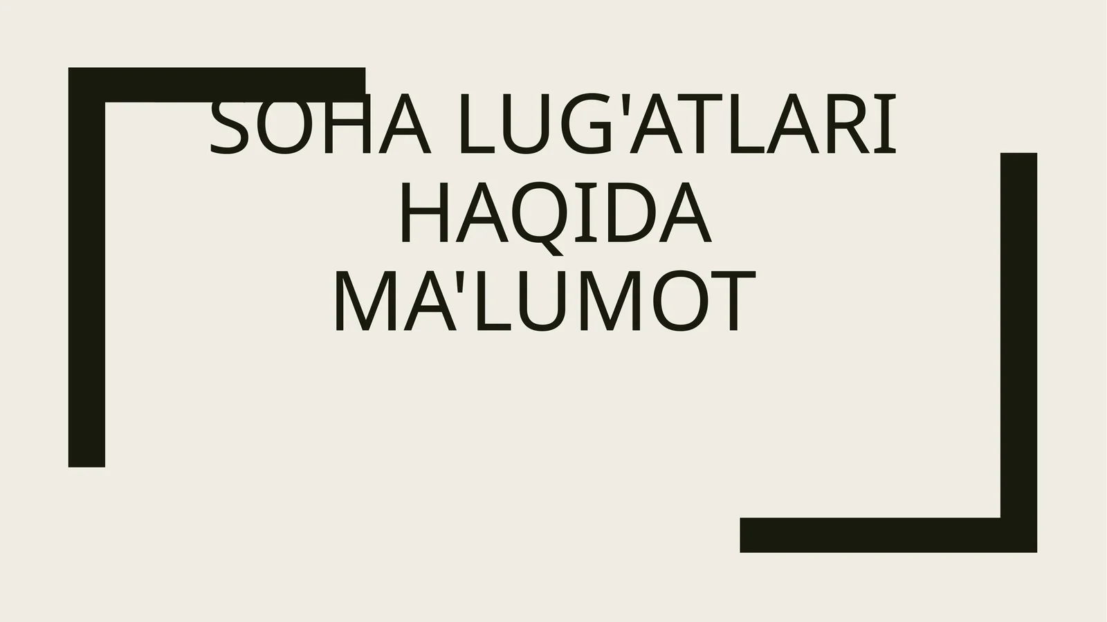 Soha lug'atlari haqida ma'lumot