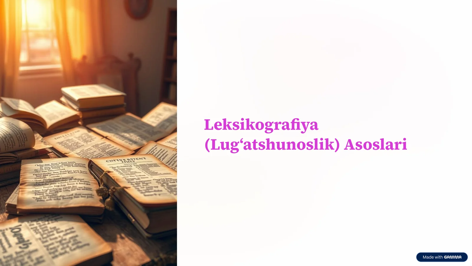 Leksikografiya (Lugʻatshunoslik) Asoslari
