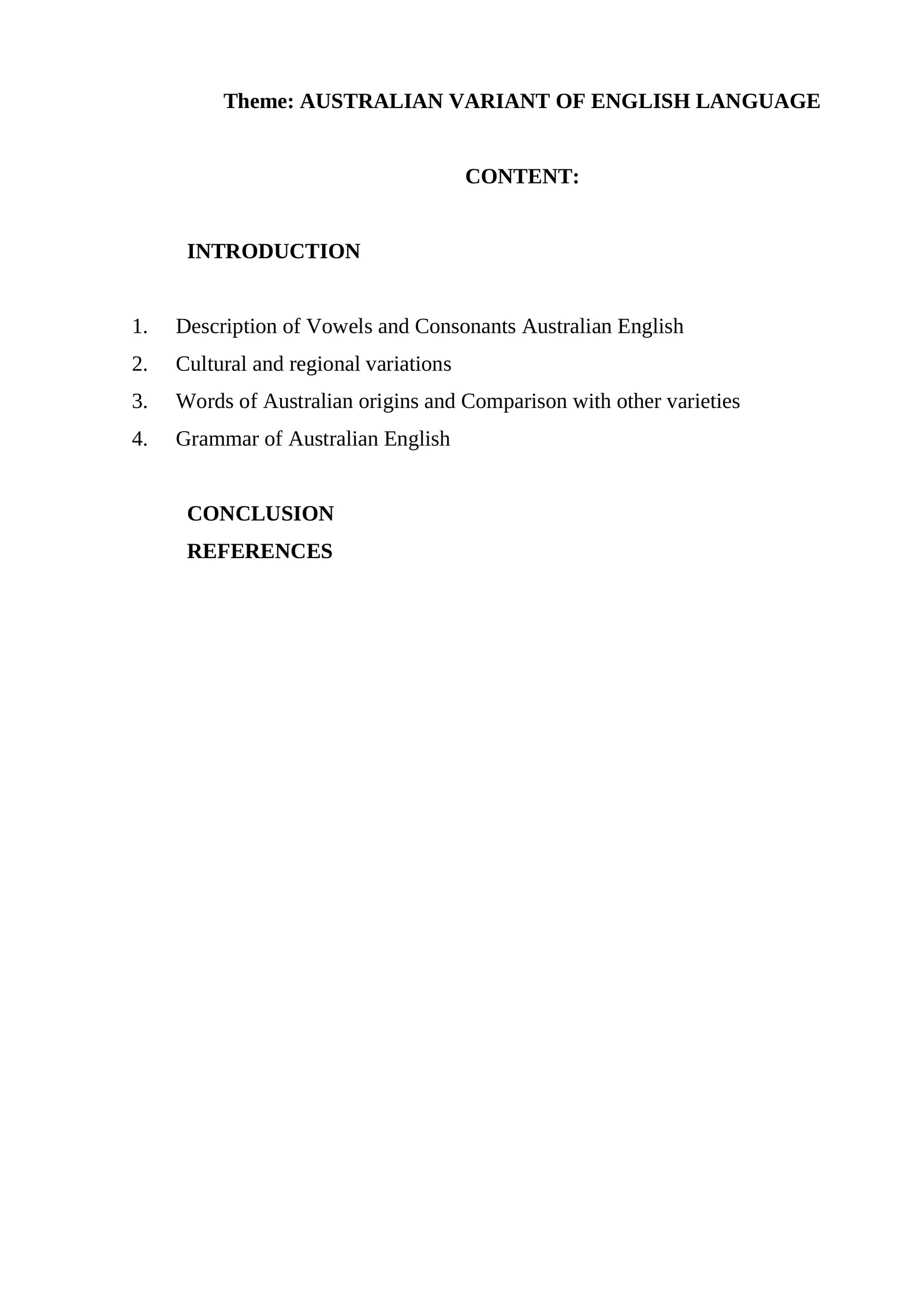 AUSTRALIAN VARIANT OF ENGLISH LANGUAGE