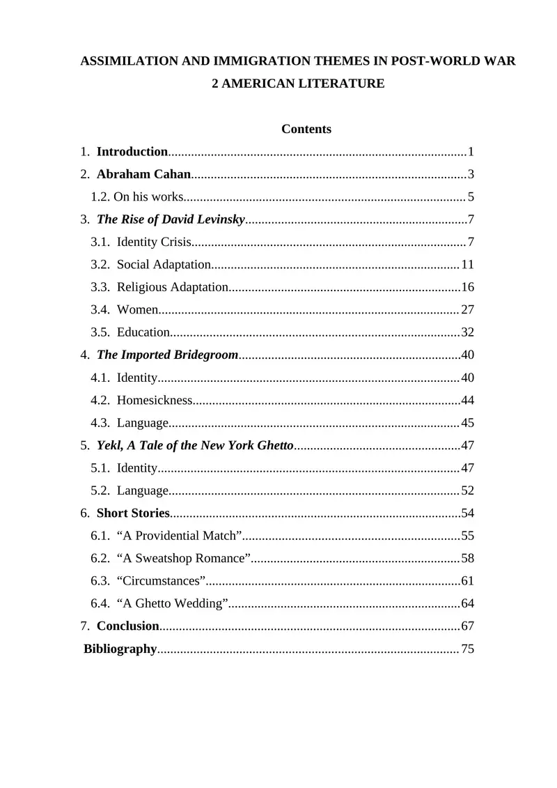 The Rise of David Levinsky