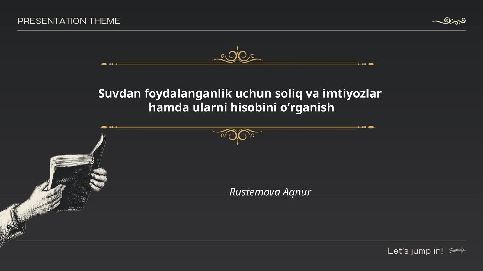 Suvdan foydalanganlik uchun soliq va imtiyozlar hamda ularni hisobini oʼrganish