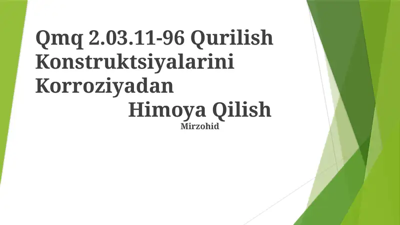 Qmq 2.03.11-96 Qurilish Konstruktsiyalarini Korroziyadan Himoya Qilish
