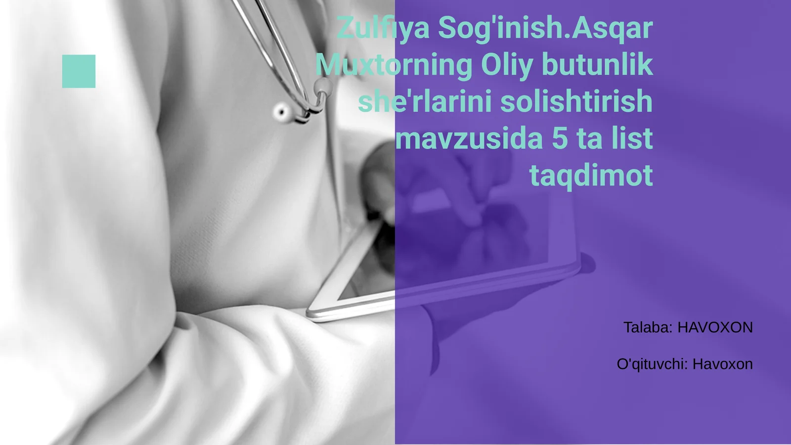 Oliy butunlikning she'rlarini solishtirish