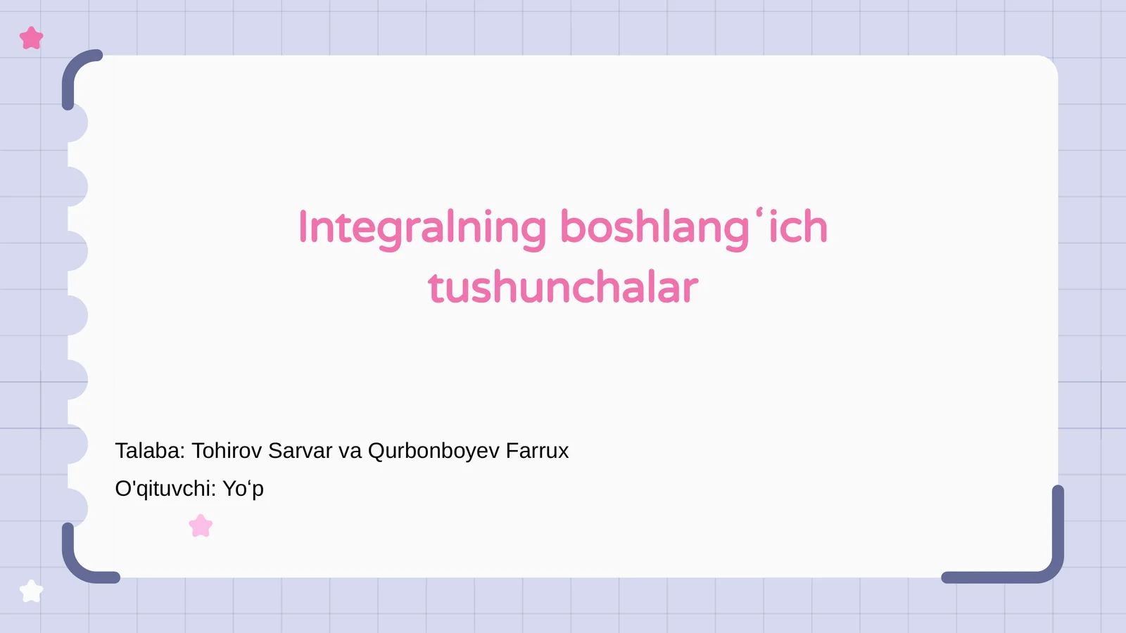 Integralning boshlangʻich tushunchalar