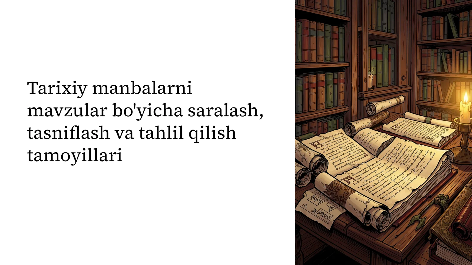 Tarixiy manbalarni mavzular bo'yicha saralash, tasniflash va tahlil qilish tamoyillari