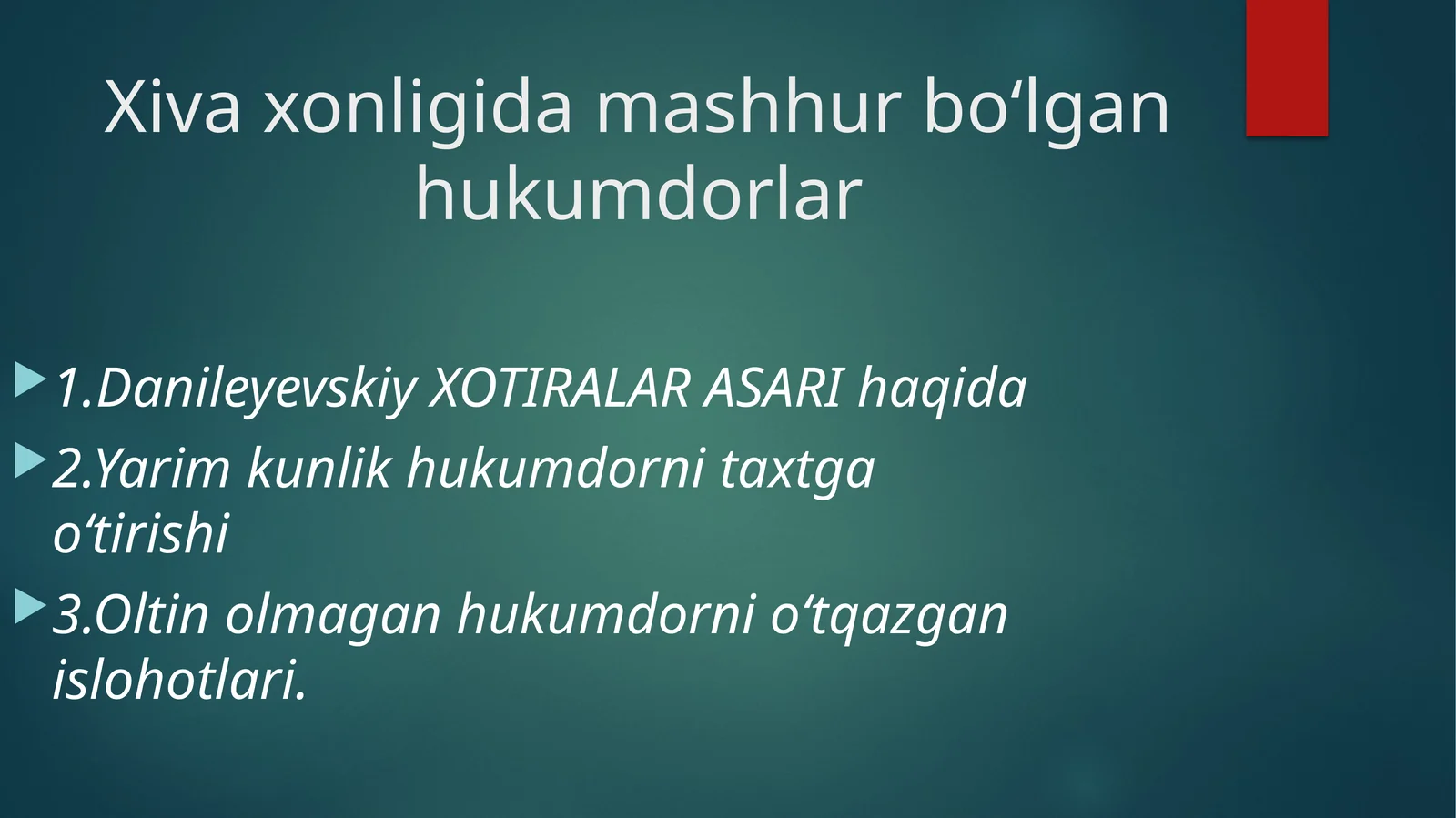 Xiva Xonligi Hukmdorlari