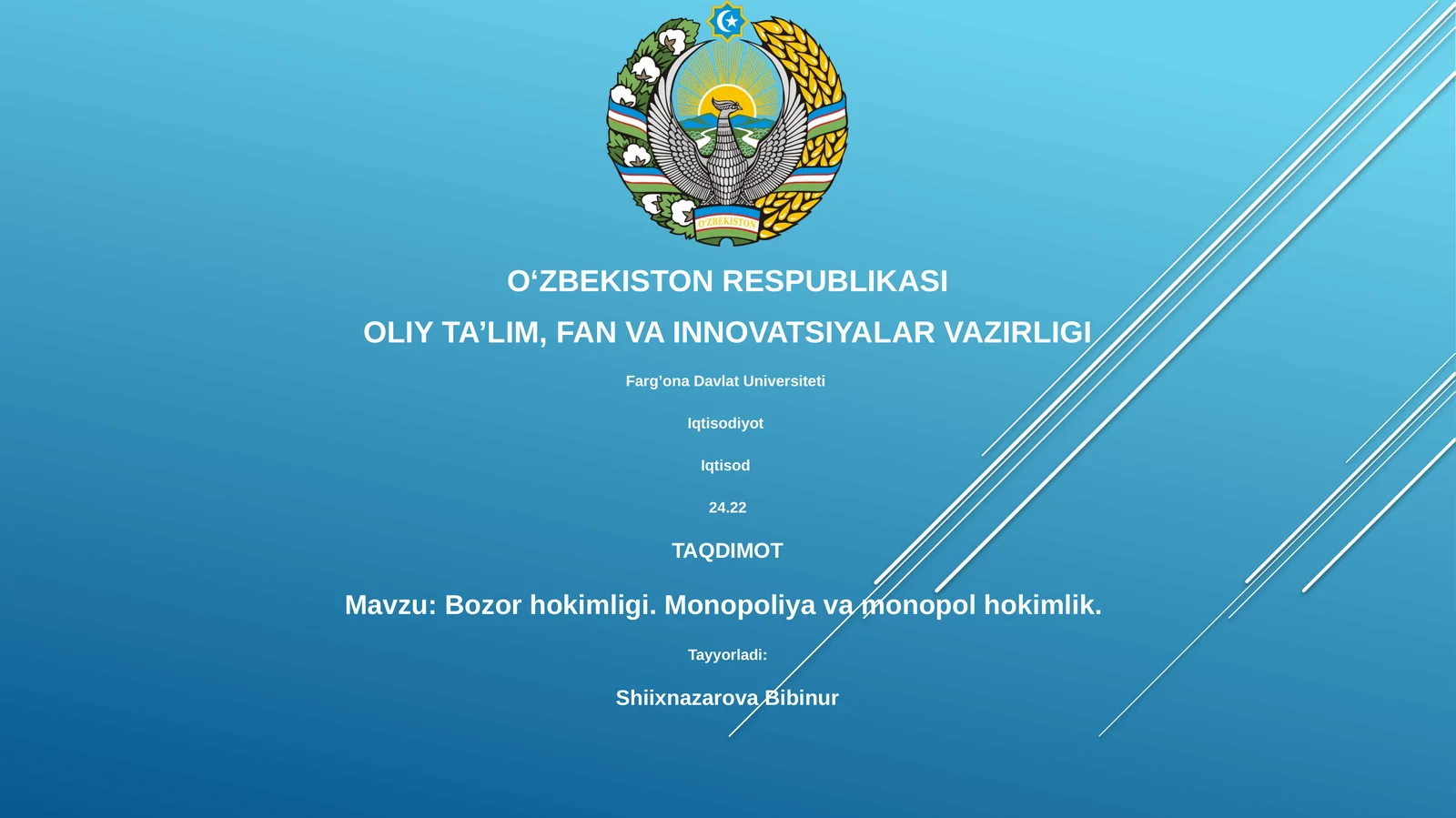 Bozor hokimligi. Monopoliya va monopol hokimlik