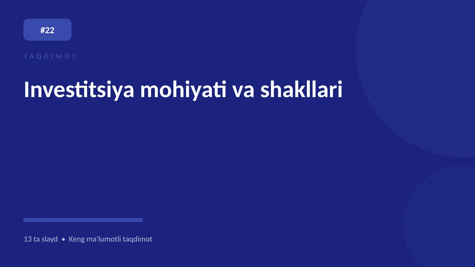 Investitsiya mohiyati va shakllari