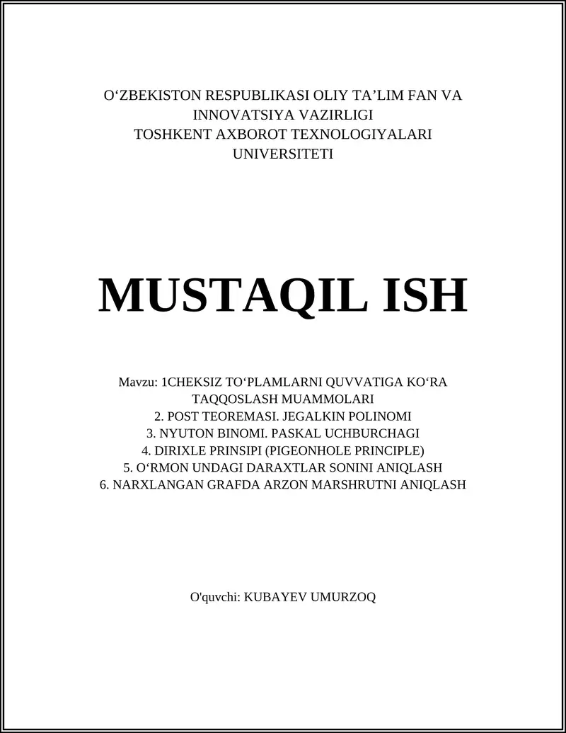 Cheksiz to‘plamlar va kardinal sonlar